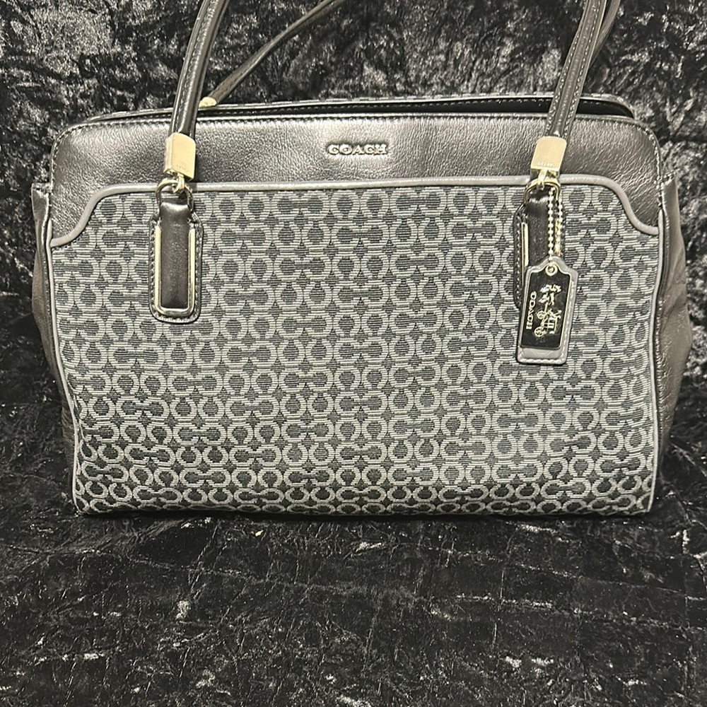Coach Gray and Black Signature Tote Bag